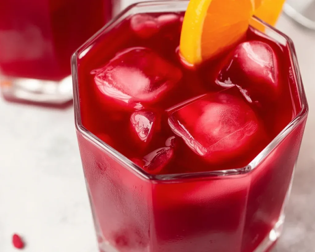 Tropical Hibiscus Tea Pineapple Smoothie with fresh ingredients in a blender.