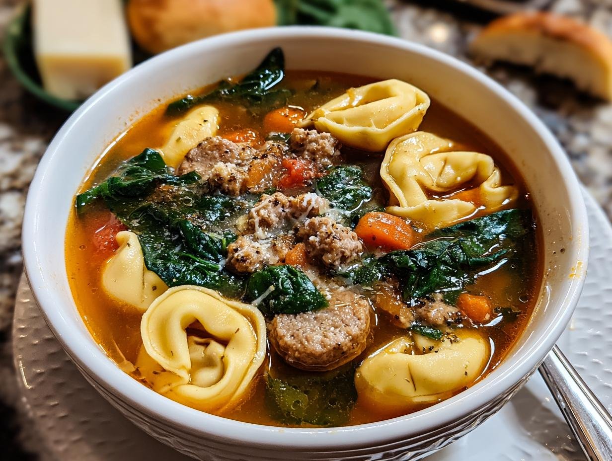 Amazing Italian Sausage Tortellini Soup in 40 Minutes 3 Amazing Italian Sausage Tortellini Soup in 40 Minutes - Italian Sausage Tortellini Soup - additional detail