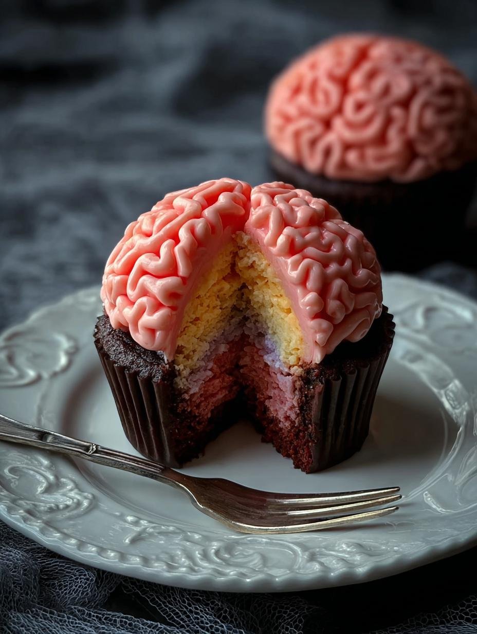 Spooky Halloween Brain Cupcake: 1 Gruesome Recipe 3 Spooky Halloween Brain Cupcake: 1 Gruesome Recipe - Halloween Brain Cupcake - additional detail