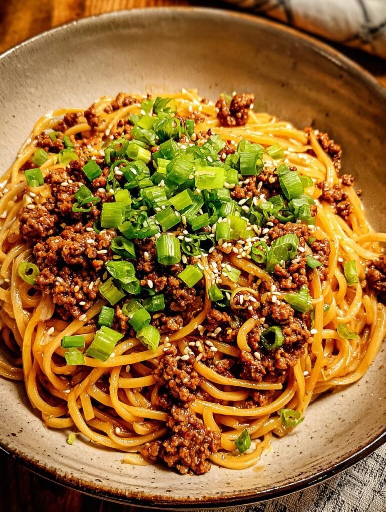 Mongolian Ground Beef Noodles
