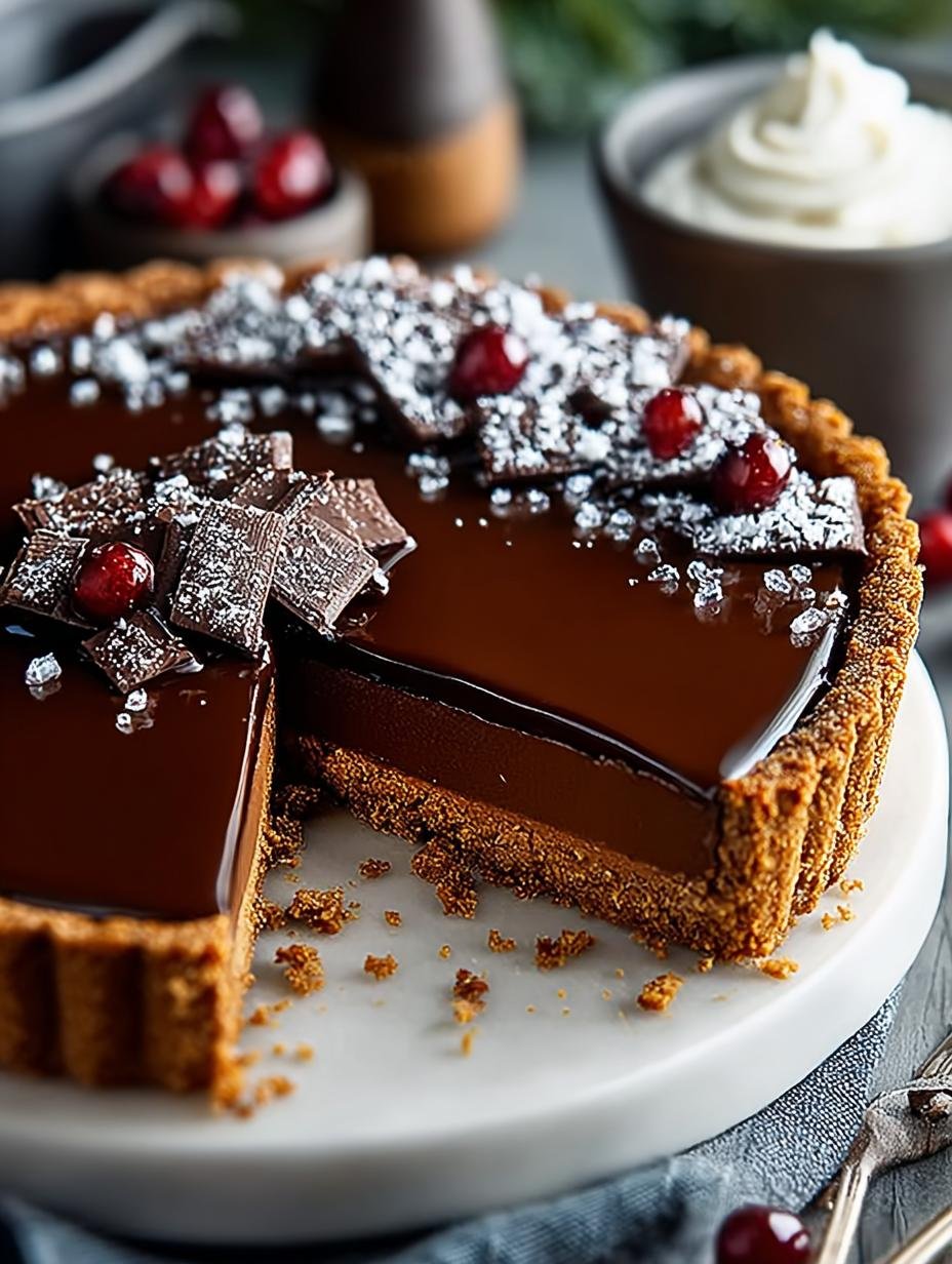 Decadent Vegan Gingerbread Chocolate Tart for the Holidays - Vegan Gingerbread Chocolate Tart - additional detail