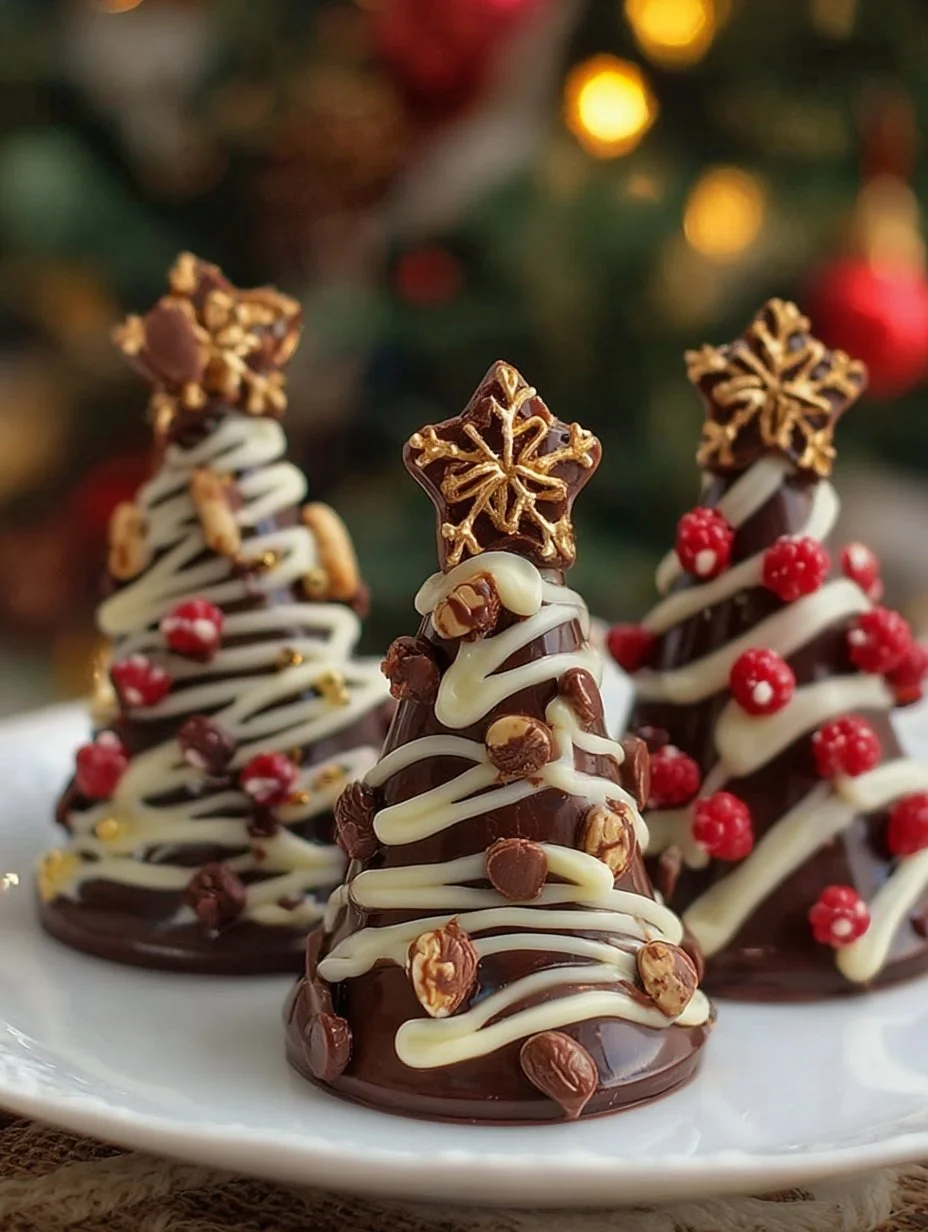 Christmas Chocolate Trees 1 Deliciously crafted Christmas chocolate trees for holiday celebrations.