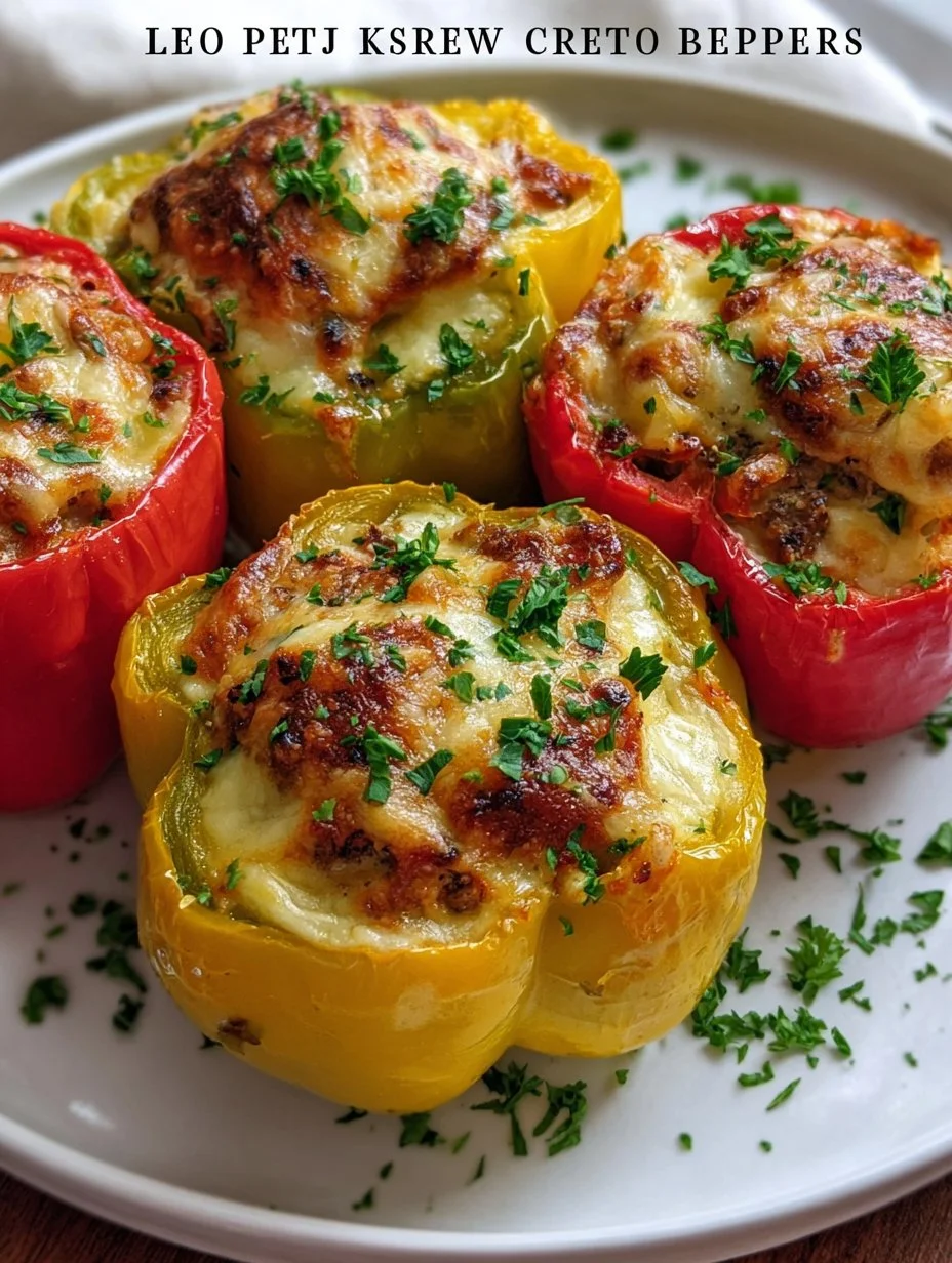 Creamy Keto Low Carb Stuffed Bell Peppers 1 Creamy keto low carb stuffed bell peppers on a plate