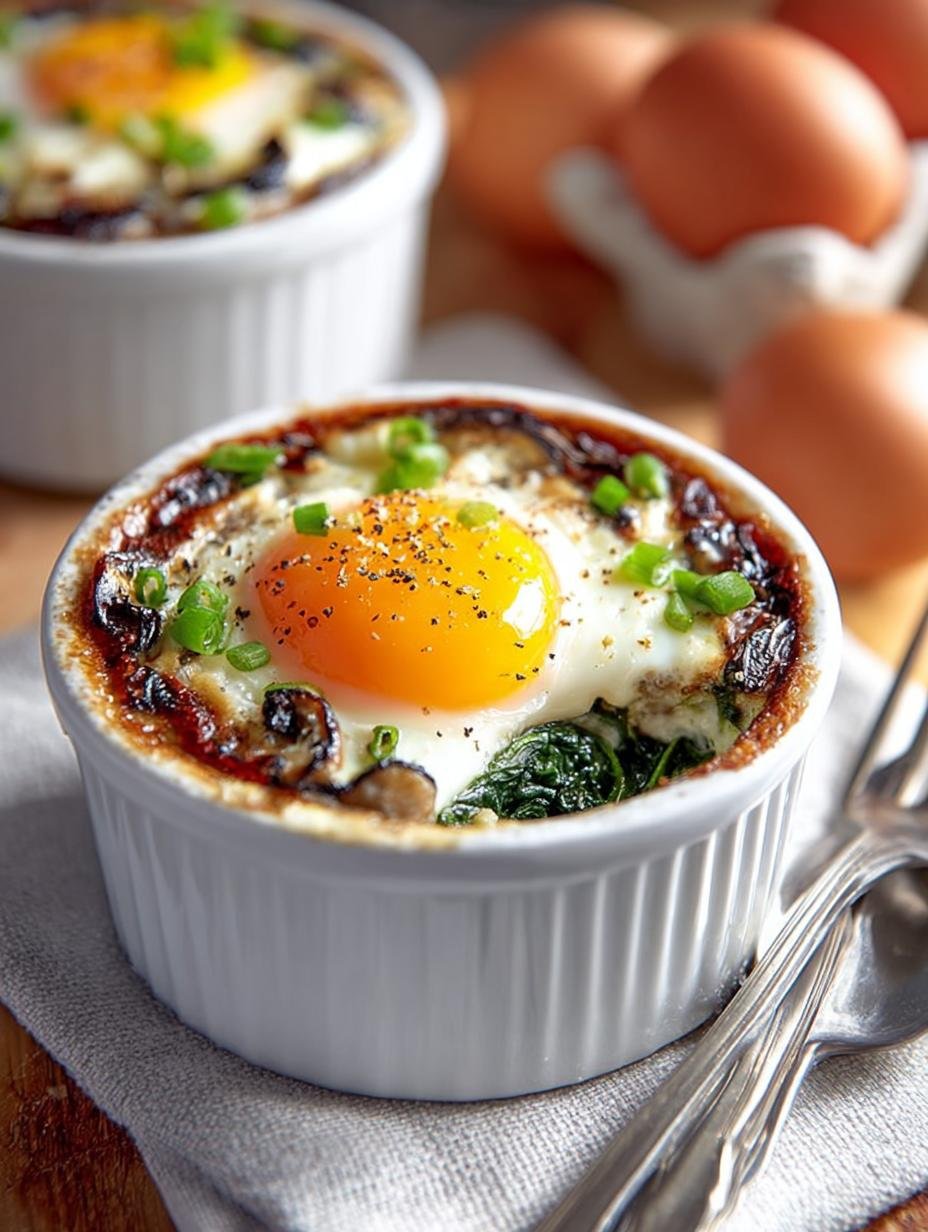 Baked Eggs with Spinach: A Wholesome Breakfast Delight 2 Baked Eggs with Spinach: A Wholesome Breakfast Delight - Baked Eggs with Spinach - main visual representation