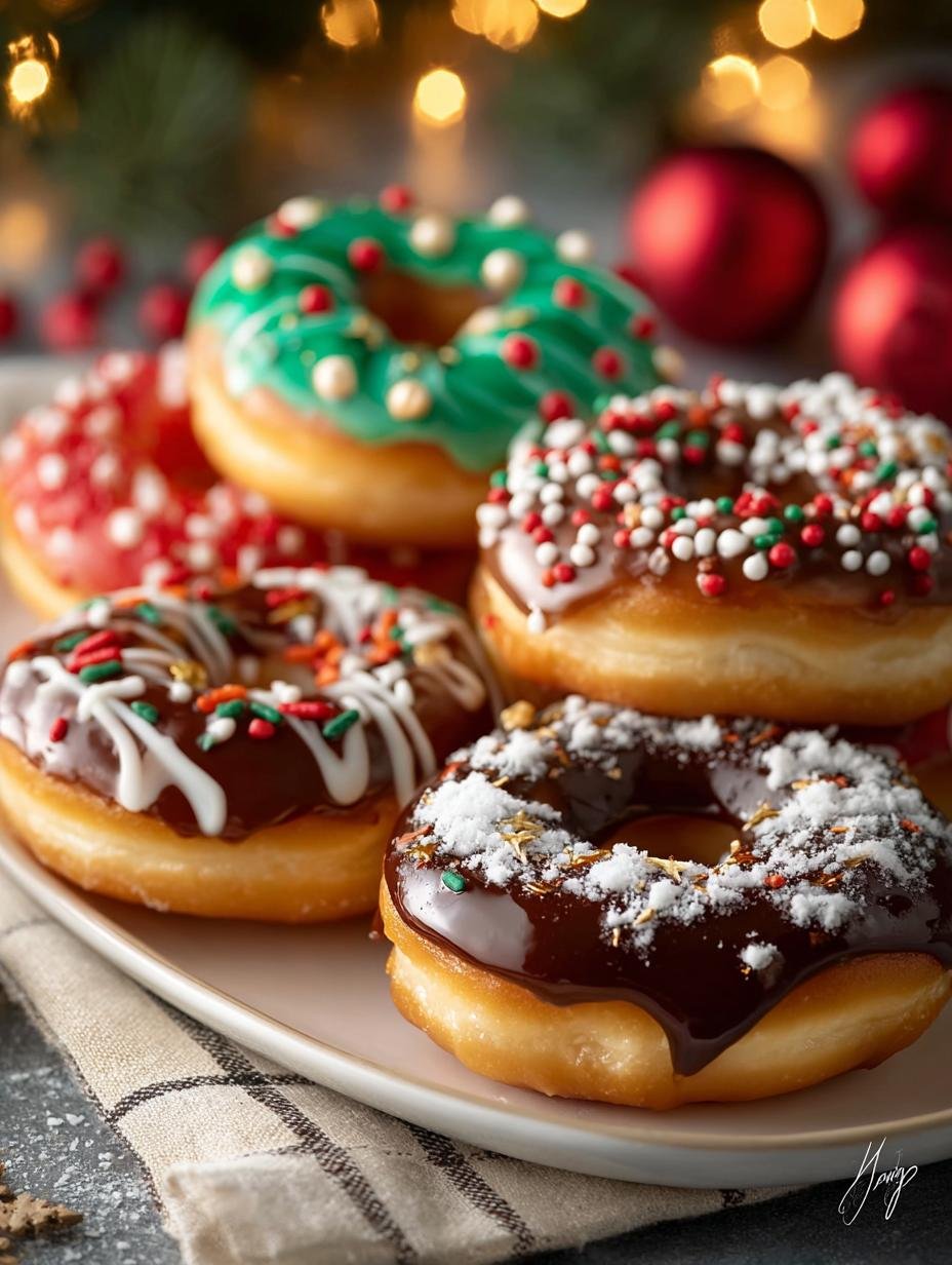 Festive Christmas Donuts with Colorful Glazes 1 Festive Christmas Donuts with