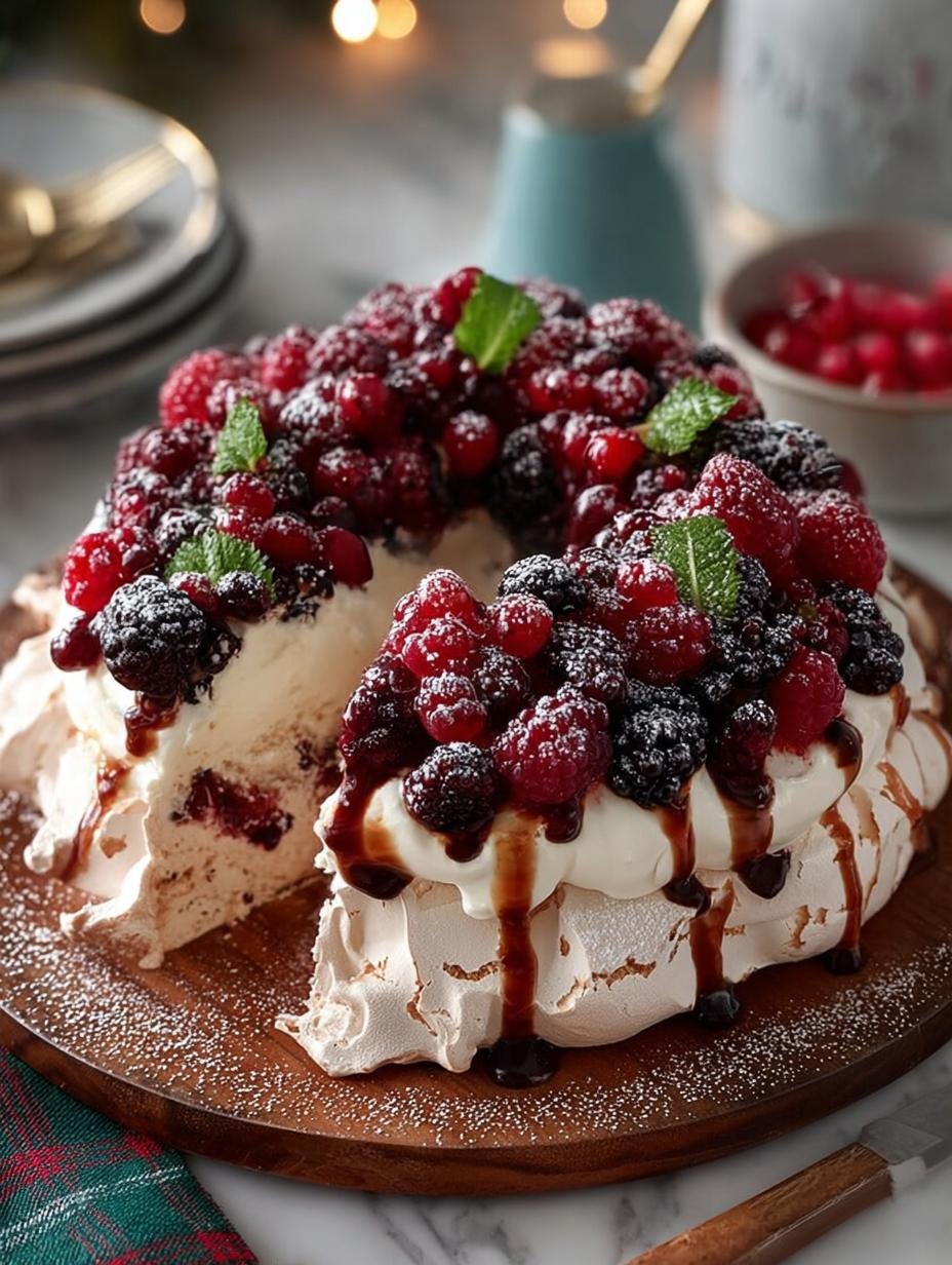 Festive Christmas Pavlova Wreath: A Perfect Holiday Delight - Festive Christmas Pavlova Wreath - main visual representation