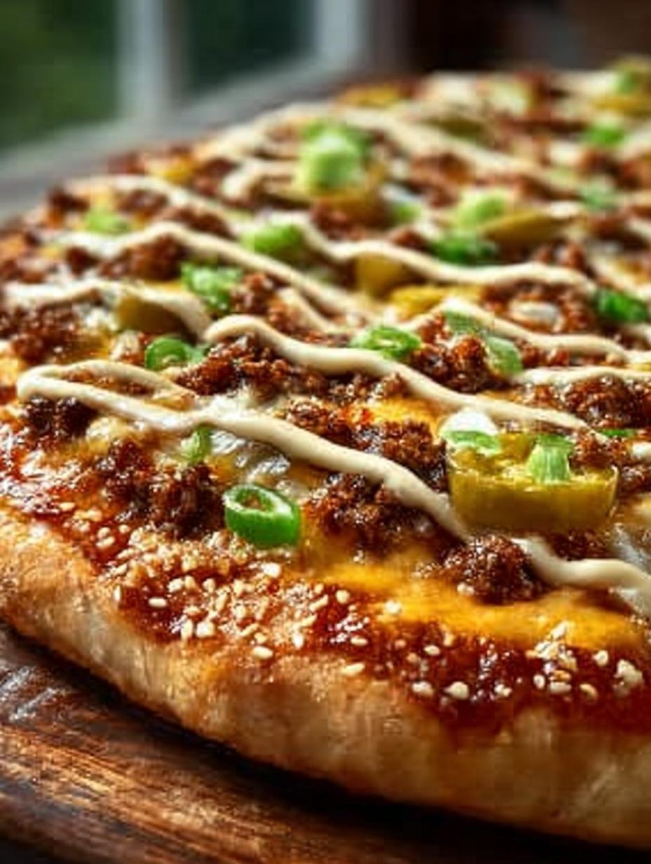 Big Mac Pizza with Crispy Sesame Seed Crust: A Delicious Twist - Big Mac Pizza with - additional detail