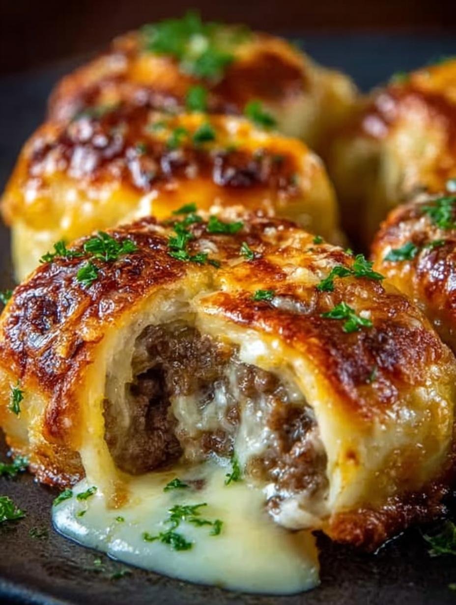 Garlic Butter Cheeseburger Rollups: 8 Irresistible Bites - Garlic Butter Cheeseburger Rollups - main visual representation
