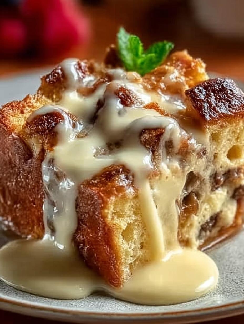 Grandmas Bread Pudding Served with Creamy Delight 3 Grandmas Bread Pudding Served with Creamy Delight - Grandmas Bread Pudding Served - additional detail