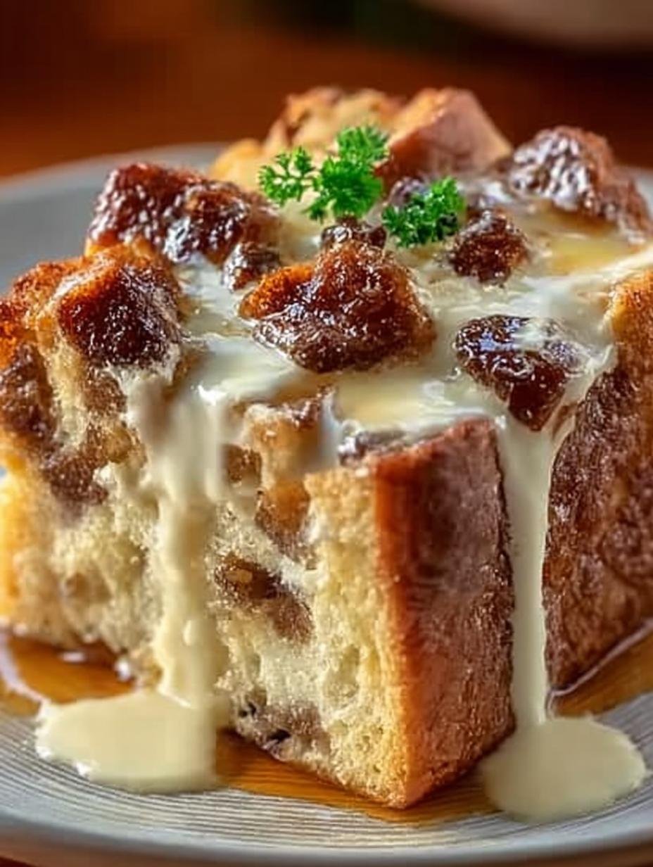 Grandmas Bread Pudding Served with Creamy Delight 1 Grandmas Bread Pudding Served