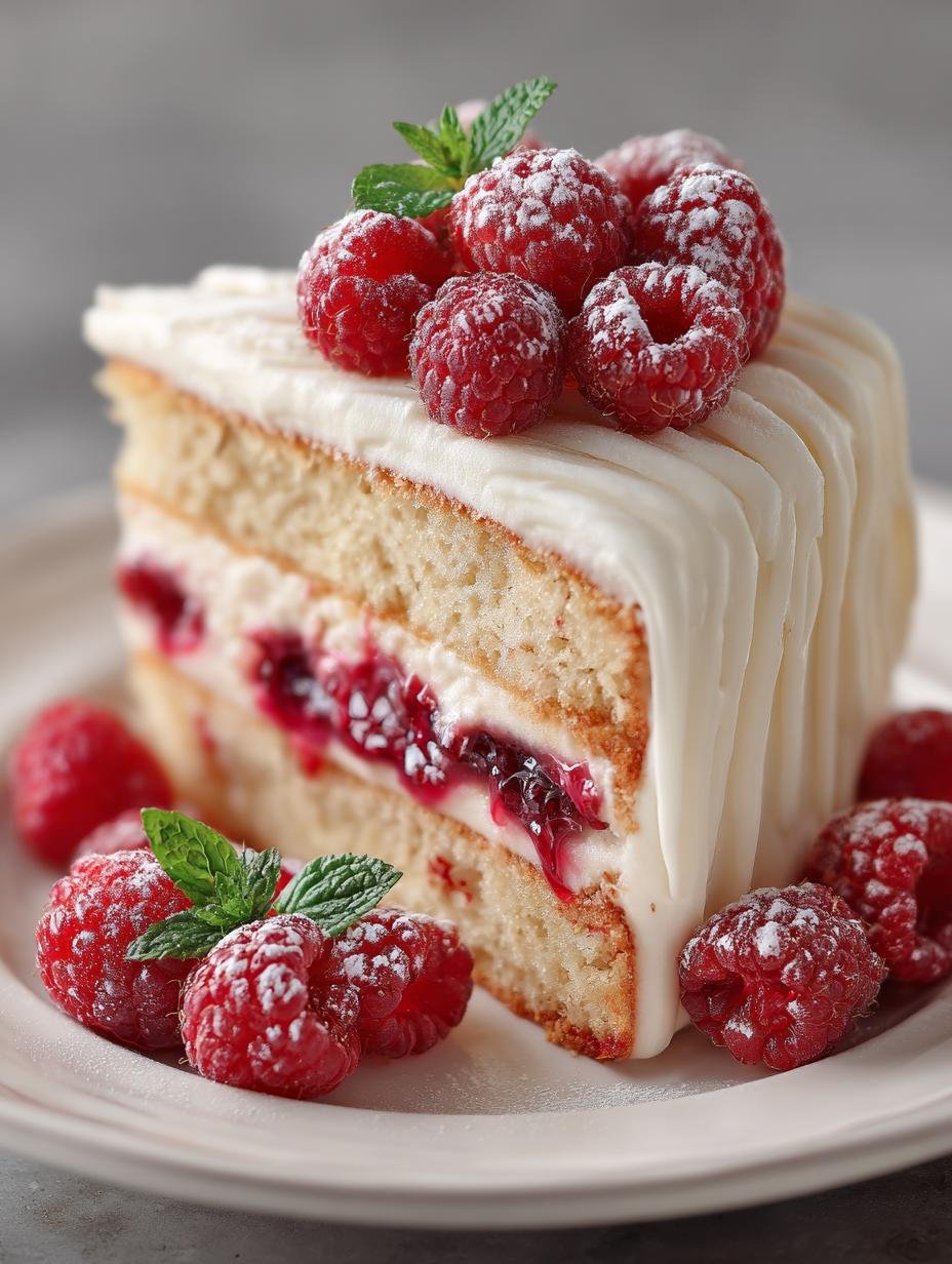 Delicious Vanilla Raspberry Layer Cake Recipe - Vanilla Raspberry Layer Cake - additional detail