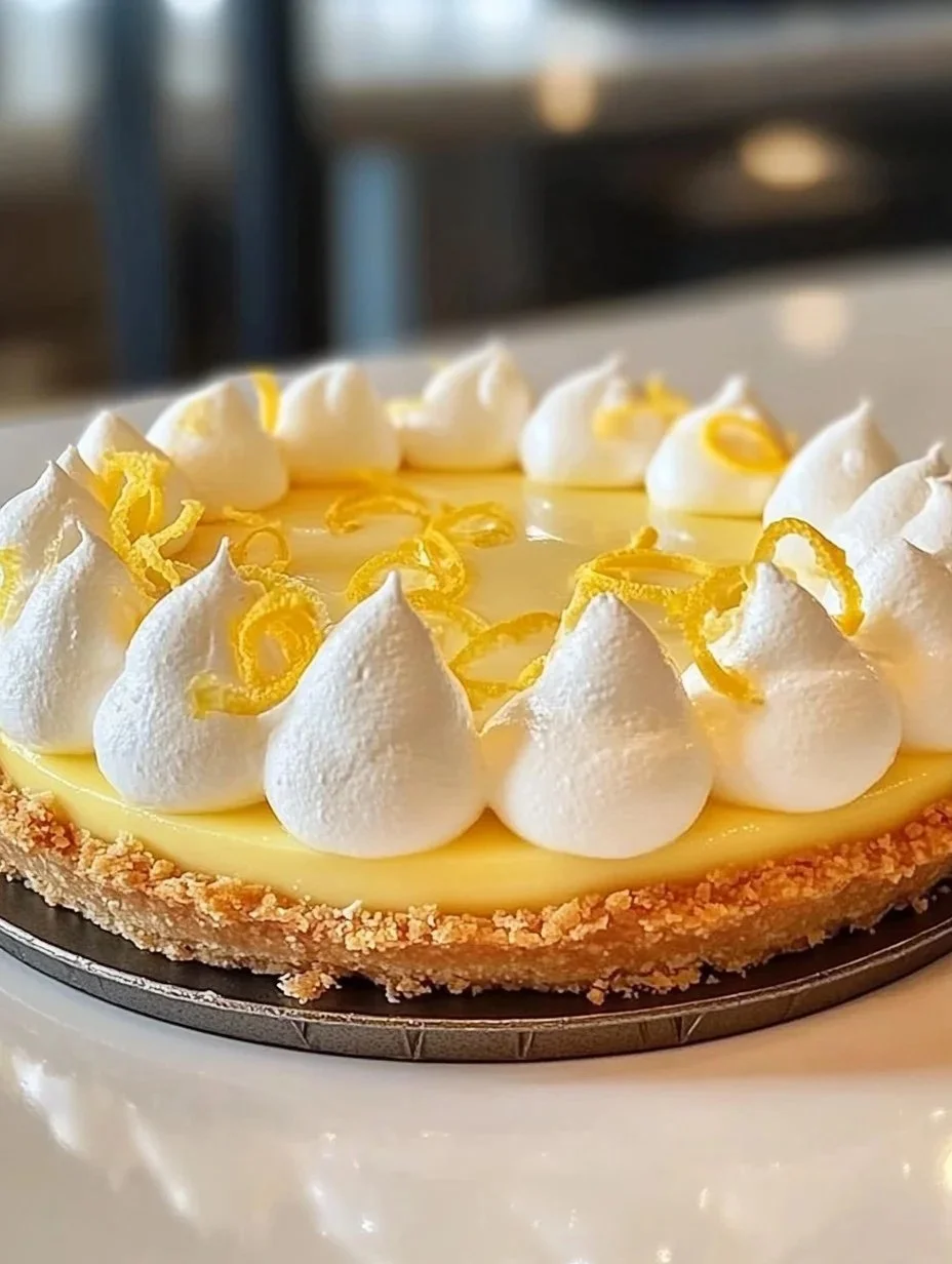 Lemon Cream Cheese Pie 1 Slice of delicious Lemon Cream Cheese Pie with a lemon garnish on a plate.