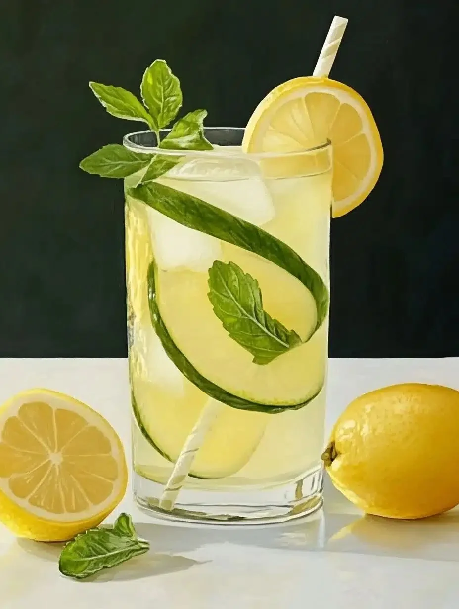 A glass of refreshing lemonade with lemon slices and mint leaves