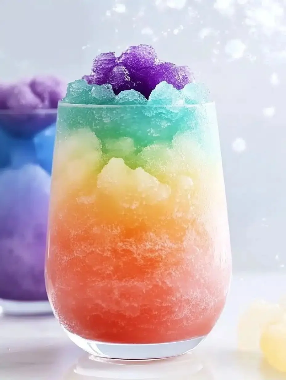 Refreshing Summer Slushy 1 Colorful summer slushy in a glass with ice, perfect for hot days