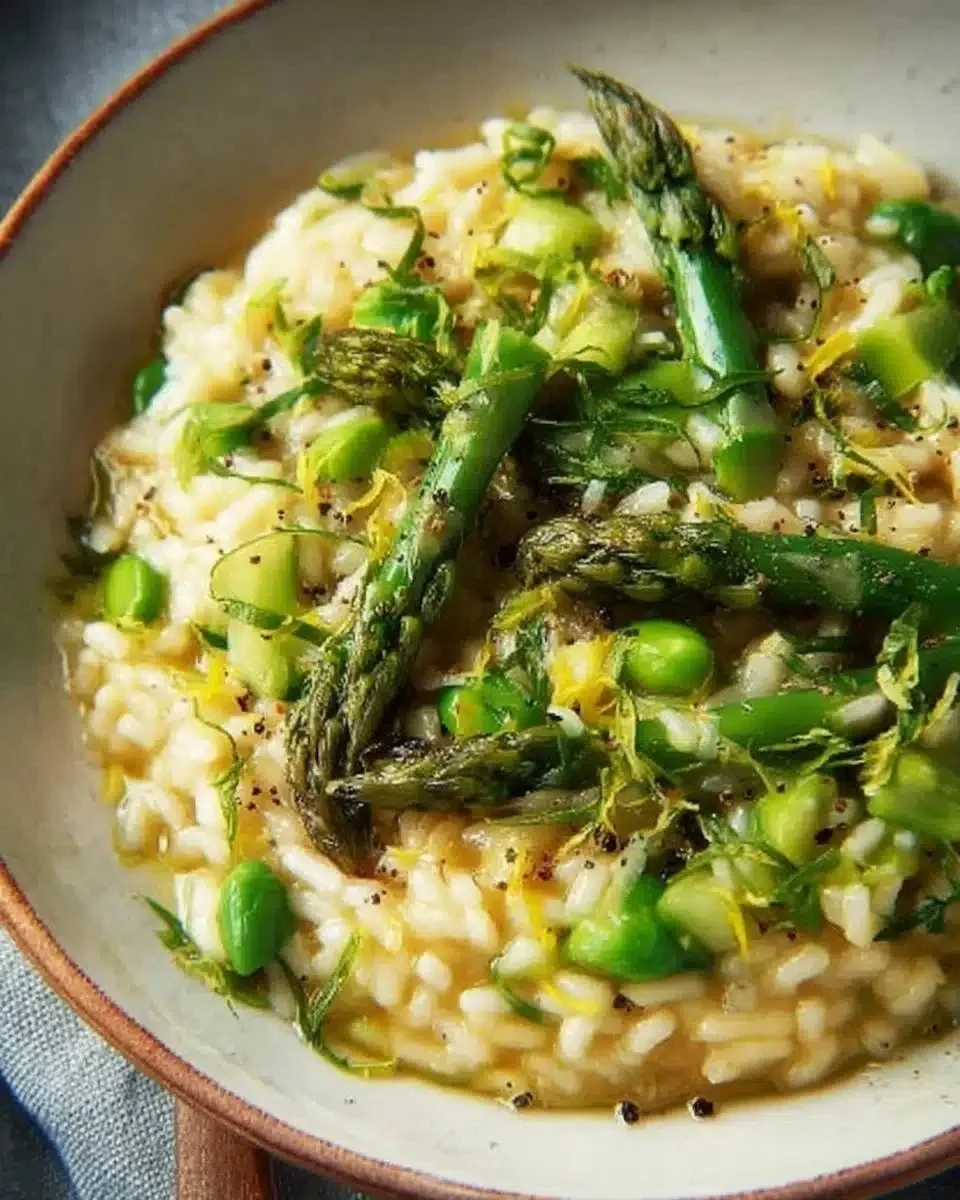 Asparagus Risotto for Spring — Creamy, Quick Weeknight Meal 1 Delicious creamy asparagus risotto served in a bowl, ideal for spring dinners.