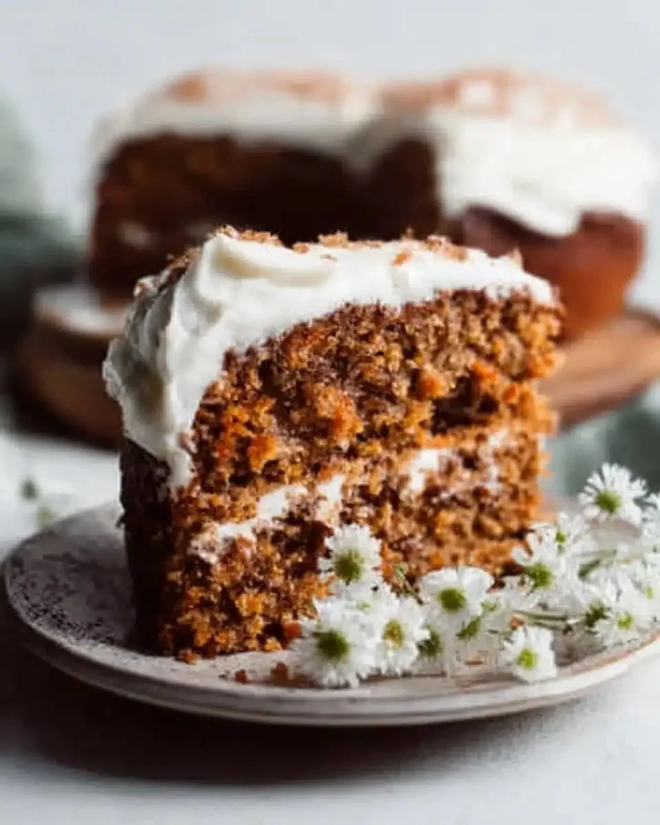 Best Carrot Cake Recipe — Moist, Easy, Classic 1 Moist and classic carrot cake with cream cheese frosting on a wooden table