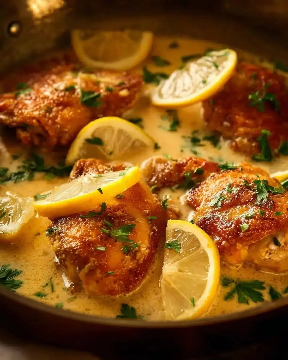 Creamy Lemon Chicken Breast 1 Creamy lemon chicken breast served with herbs and spices