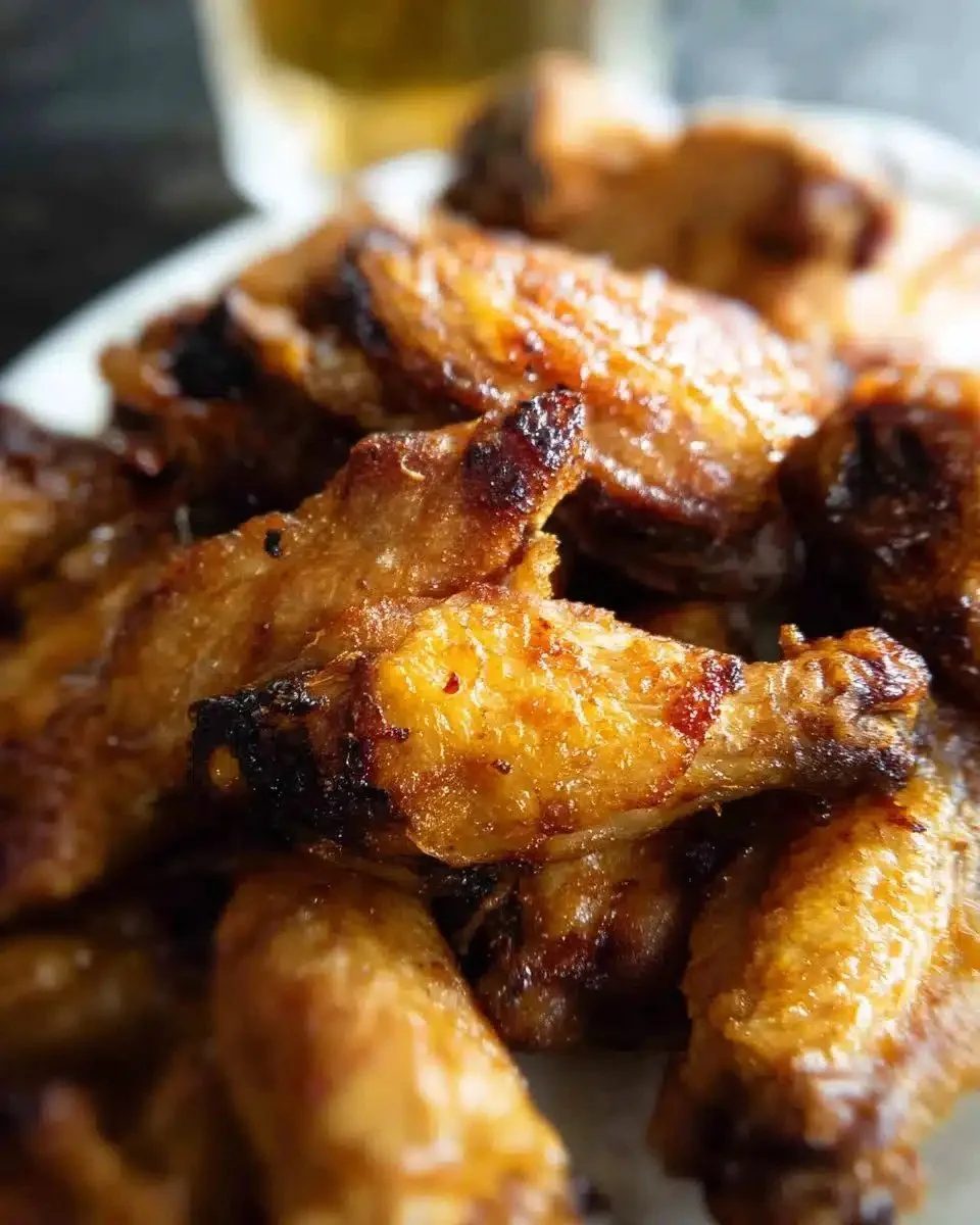 Crispy oven baked chicken wings ready to be served on a platter