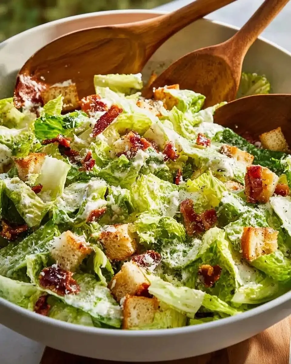 Perfect Caesar Salad with Homemade Dressing 1 Homemade Caesar salad with fresh ingredients and dressing on a plate