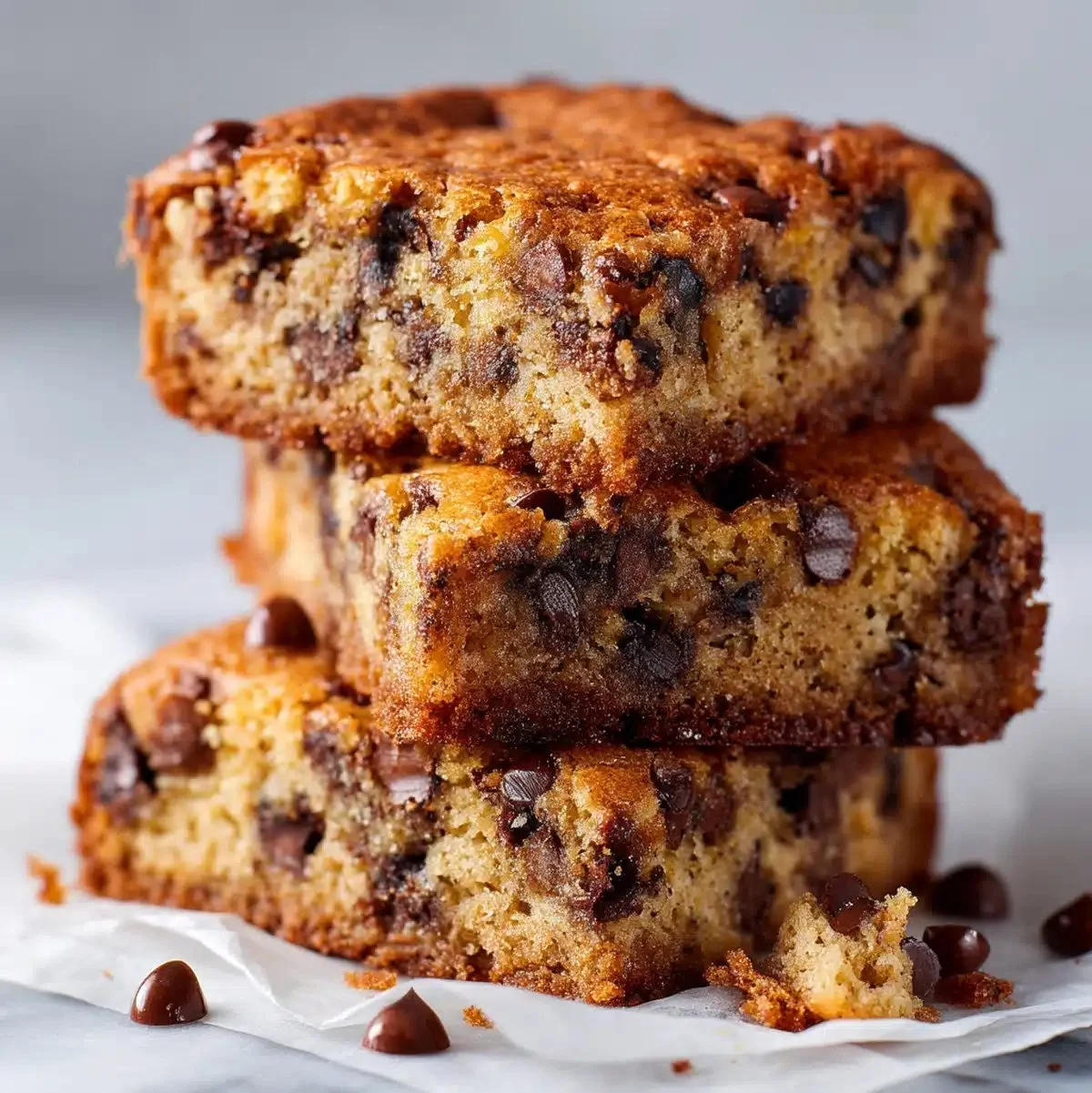 Banana Chocolate Chip Bars 1 Deliciously baked Banana Chocolate Chip Bars with melted chocolate chips