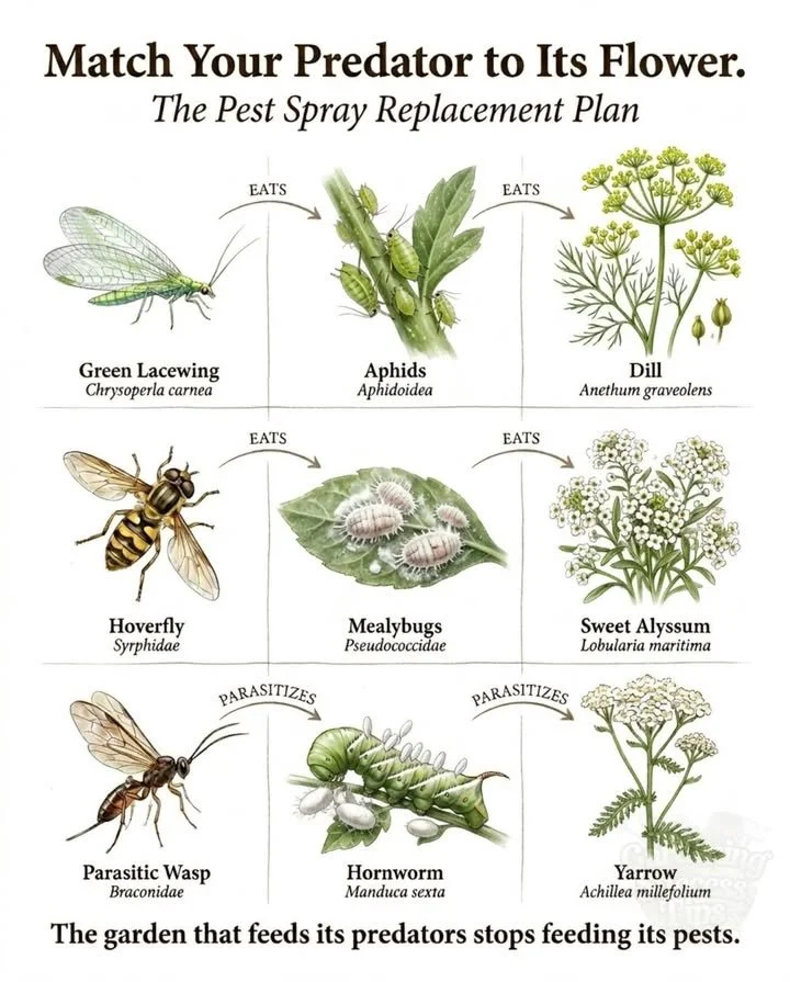 Beneficial insects for biological pest control in a thriving garden