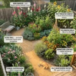A mixed plant layout showcasing diverse flowers and plants in Grandmother's Garden.