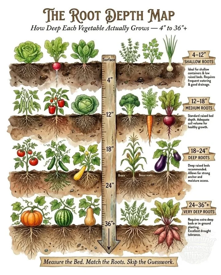 Vegetables growing in a raised bed, showcasing the need for deeper soil.