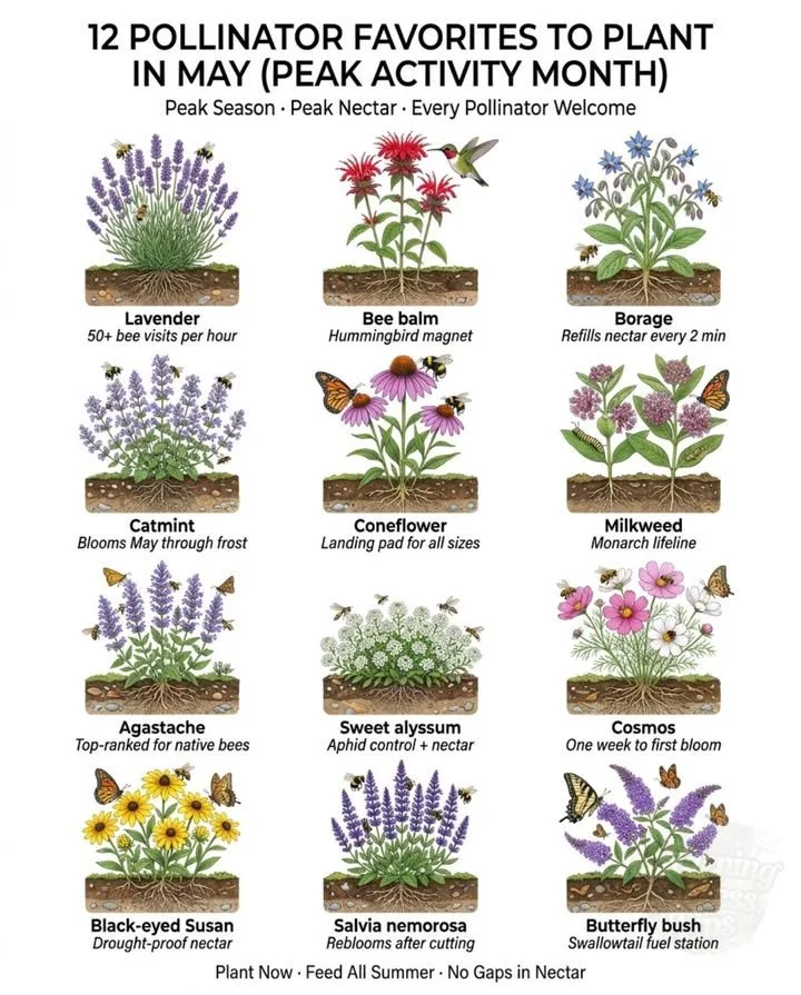 Colorful summer nectar plants that attract pollinators in a vibrant garden setting.