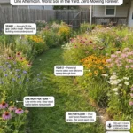 A vibrant meadow site showcasing various wildflowers thriving in poor yard soil.
