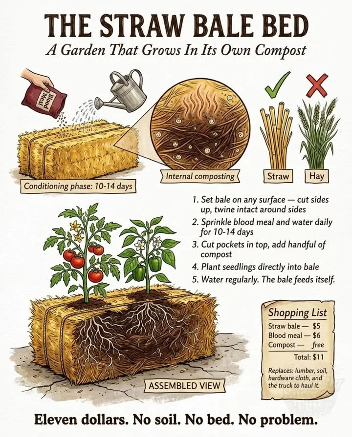 Straw bale construction method showcasing its benefit for poor soil conditions