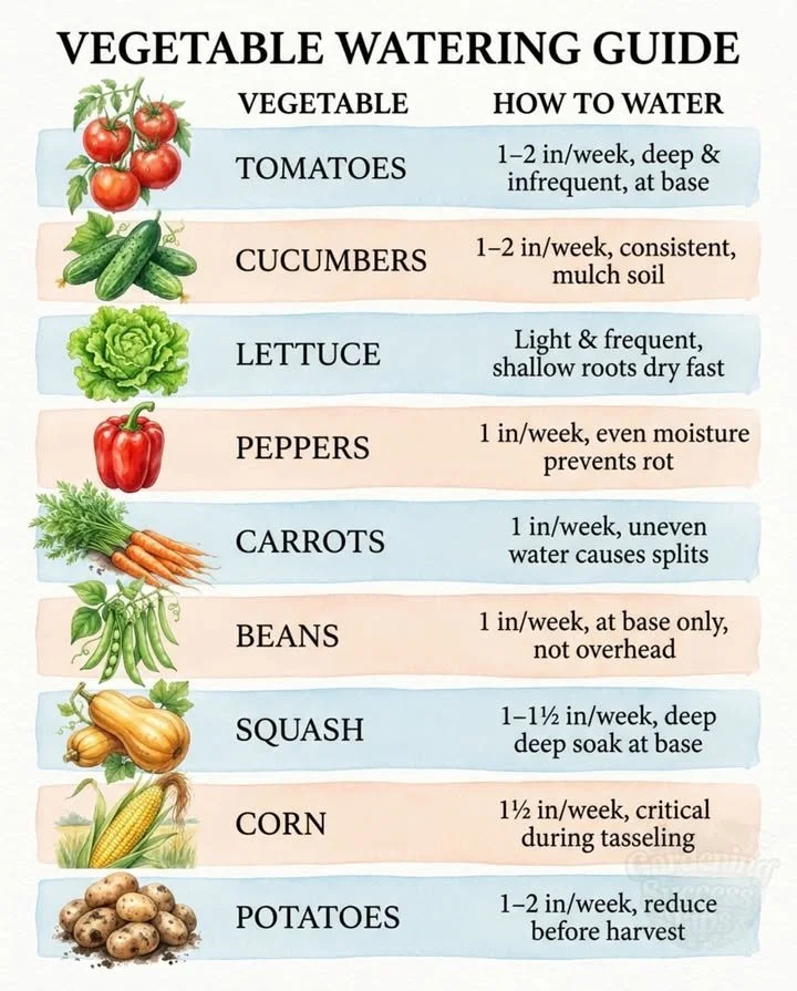 Identifying watering problems in a garden with tomatoes and carrots.