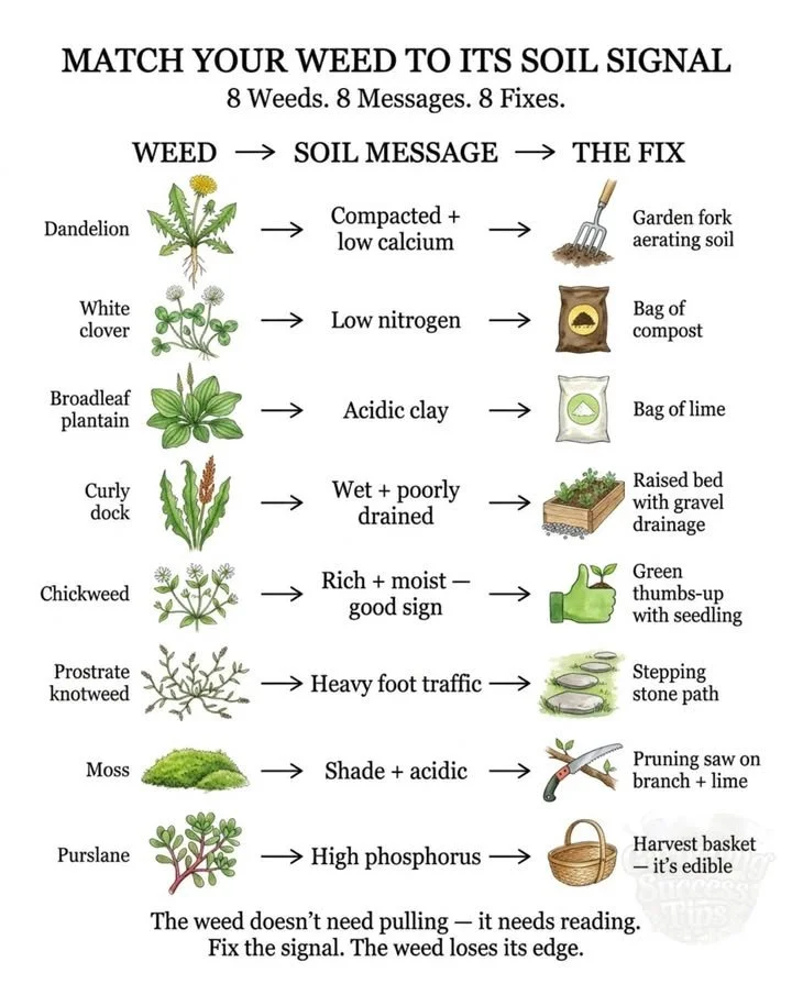 Weeds indicating soil issues in a garden
