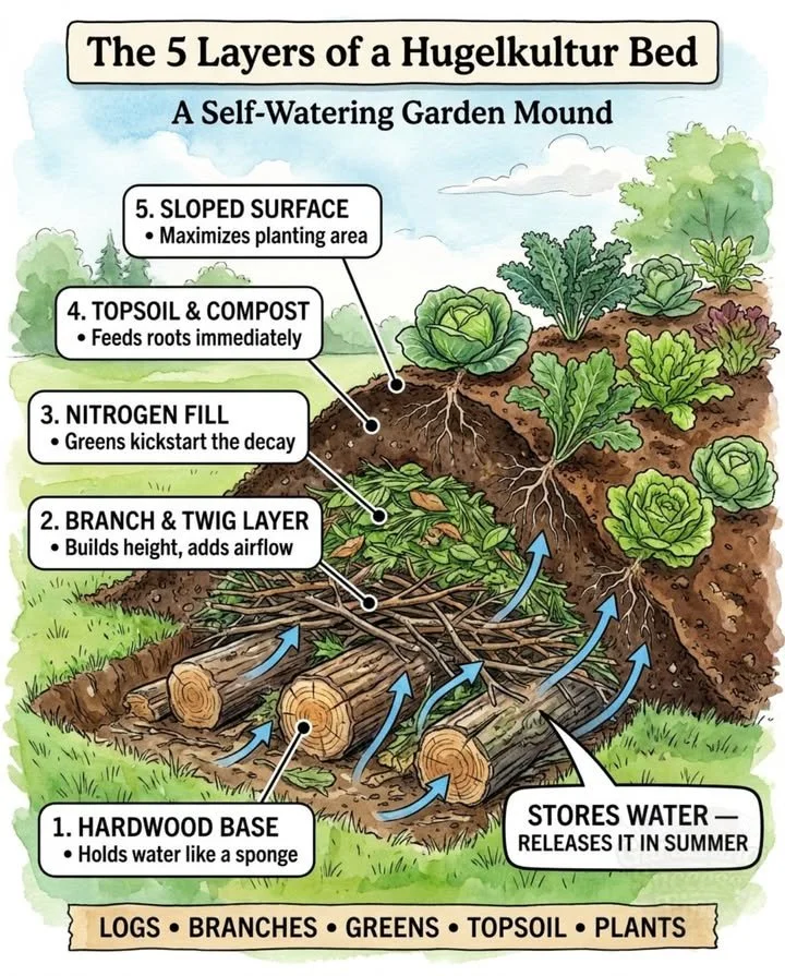 Healthy raised beds with moisture management strategies in a garden setup.